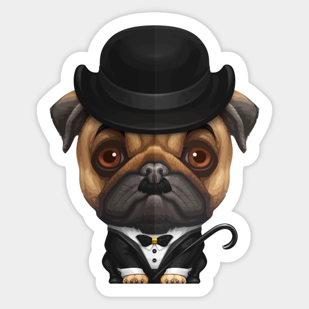 Charlie the Pug Sticker by stonemask